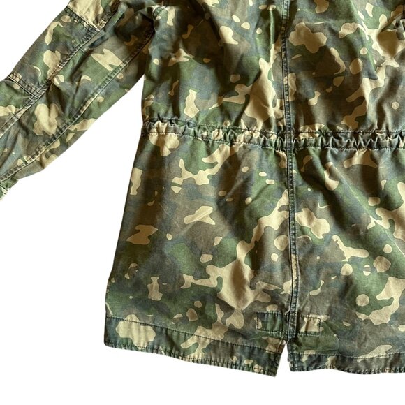Gap Camo Print Jacket Coat Anorak Faux Fur Lined Hood Zip-Out Lining Size Small - Picture 12 of 16